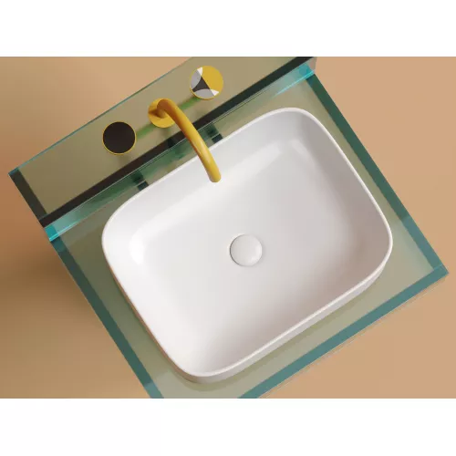 Умывальник чаша Ceramica Nova  накладная прямоугольная (цвет Белый Матовый) Element 505*380*150мм, Выбрать цвет: Белый матовый, изображение 3