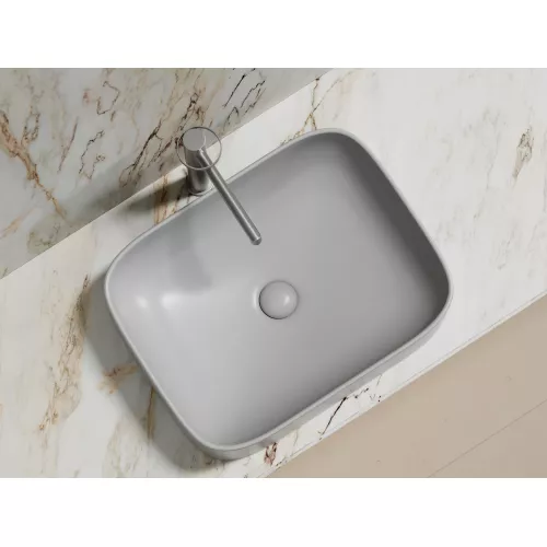 Умывальник чаша Ceramica Nova накладная прямоугольная (цвет Серый Матовый) Element 505*380*150мм, Выбрать цвет: Серый, изображение 3