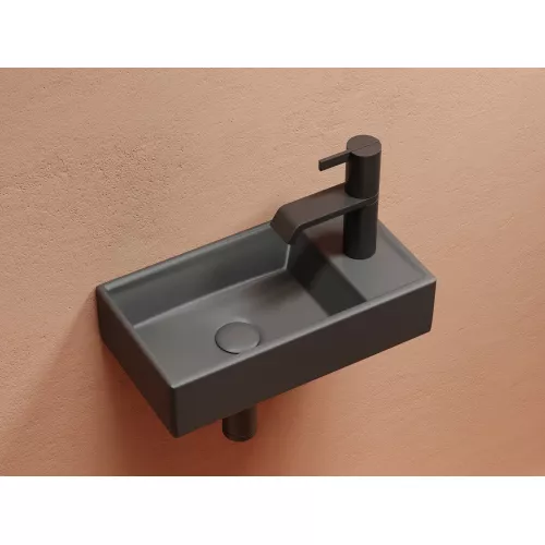 Умывальник подвесной Ceramica Nova L/R,  темный антрацит матовый Element 407*217*100, Выбрать цвет: Темный антрацит матовый, Ориентация: левая