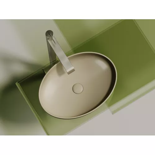 Умывальник чаша Ceramica Nova накладная овальная (цвет Капучино Матовый) Element 502*363*145мм, Выбрать цвет: Бежевый, изображение 2