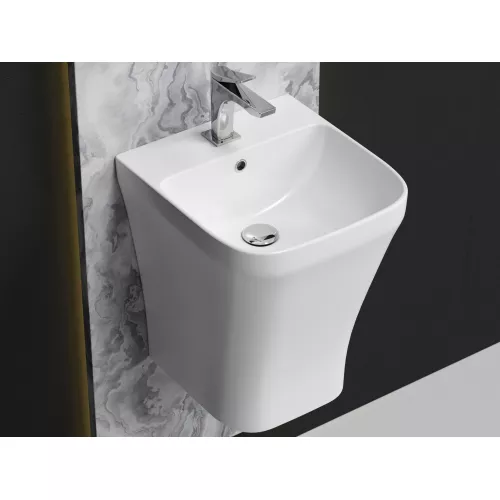 Раковина Ceramica Nova моноблок подвесная DION с отверстием под смеситель, со сливом переливом, Выбрать цвет: Белый