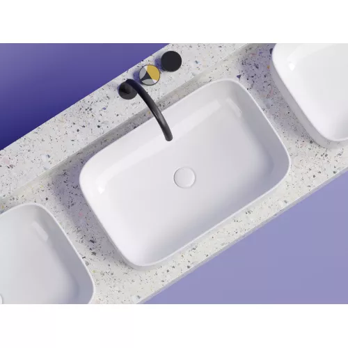 Умывальник чаша Ceramica Nova накладная прямоугольная Element 605*380*150мм, Выбрать цвет: Белый, изображение 3