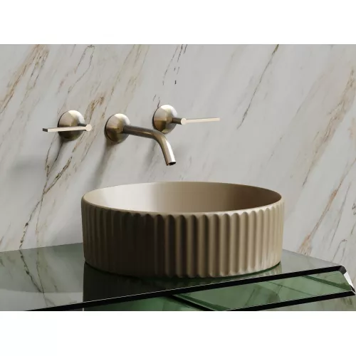 Умывальник чаша Ceramica Nova накладная круглая (цвет Капучино Матовый) Element 360*360*115мм, Выбрать цвет: Бежевый, изображение 2