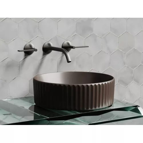 Умывальник чаша Ceramica Nova накладная круглая (цвет Темно-Коричневый Матовый) 360*360*115мм, Выбрать цвет: Коричневый, изображение 2