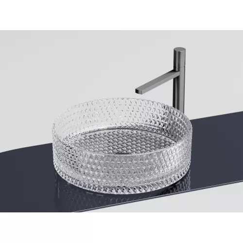 Умывальник чаша Ceramica Nova накладная круглая (прозрачная) Cristal 360*360*112мм, Выбрать цвет: Прозрачный, изображение 8