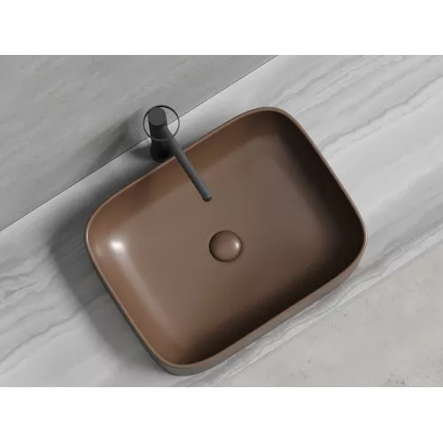 Умывальник чаша Ceramica Nova накладная прямоугольная (цвет Темно-Коричневый Матовый) Element 505*380*150мм, Выбрать цвет: Коричневый, изображение 3