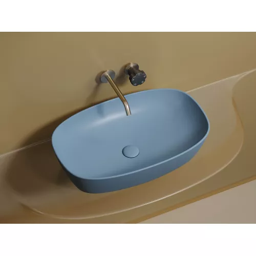 Умывальник чаша Ceramica Nova накладная овальная (цвет Голубой Матовый) Element 600*380*138мм, Выбрать цвет: Голубой