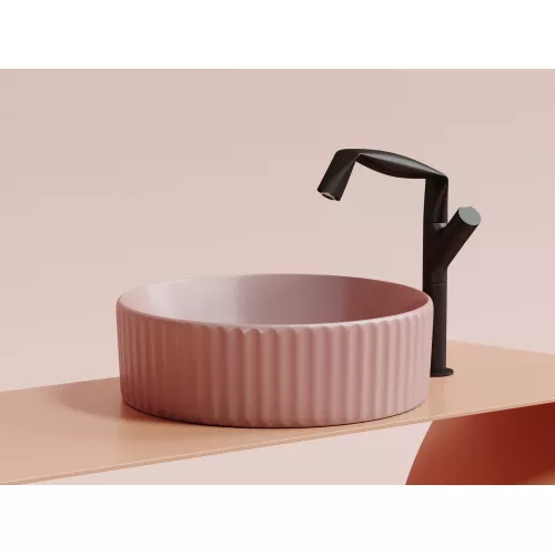 Умывальник чаша Ceramica Nova накладная круглая (цвет Розовый Матовый) Element 360*360*115мм, Выбрать цвет: Розовый, изображение 2