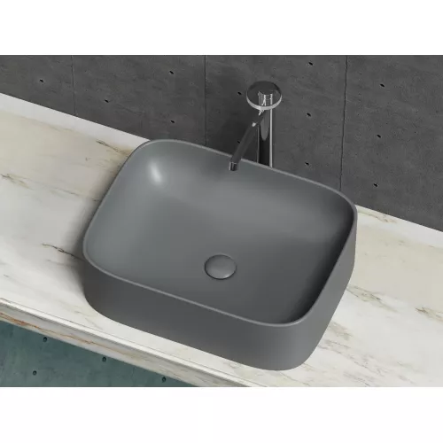Умывальник чаша Ceramica Nova накладная прямоугольная (цвет Темный Антрацит Матовый) Element 505*380*150мм, Выбрать цвет: Темный антрацит матовый, изображение 3