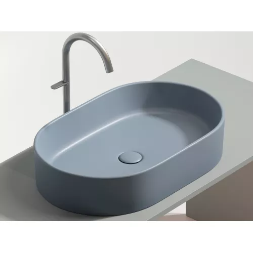 Умывальник чаша Ceramica Nova накладная овальная (цвет Серо-Голубой Матовый) Element 608*385*122мм, Выбрать цвет: Серо-голубой, изображение 3