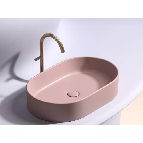 Умывальник чаша Ceramica Nova  накладная овальная (цвет Розовый Матовый) Element 608*385*122мм, Выбрать цвет: Розовый, изображение 3