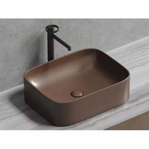 Умывальник чаша Ceramica Nova накладная прямоугольная (цвет Темно-Коричневый Матовый) Element 505*380*150мм, Выбрать цвет: Коричневый