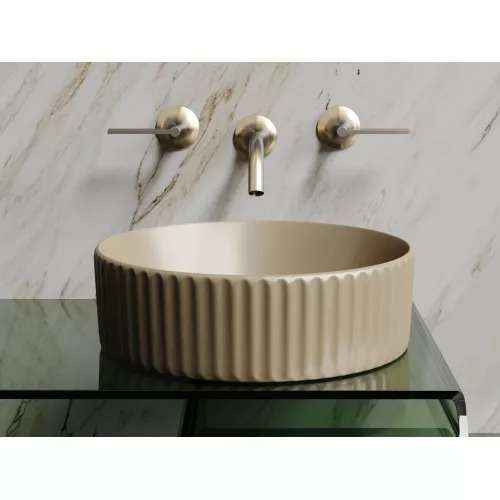 Умывальник чаша Ceramica Nova накладная круглая (цвет Капучино Матовый) Element 360*360*115мм, Выбрать цвет: Бежевый, изображение 3