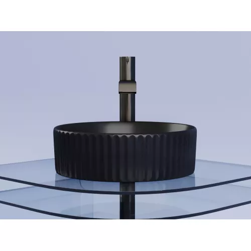 Умывальник чаша Ceramica Nova накладная круглая (цвет Черный Матовый) Element 360*360*115мм, Выбрать цвет: Черный, изображение 3