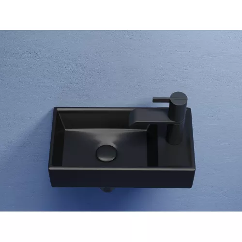 Умывальник подвесной Ceramica Nova L/R,  черный матовый Element 407*217*100, Выбрать цвет: Черный матовый, Ориентация: левая, изображение 3