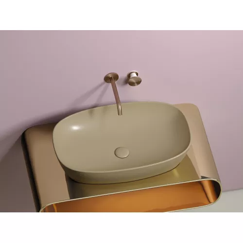 Умывальник чаша Ceramica Nova накладная овальная (цвет Капучино Матовый) Element 600*380*138мм, Выбрать цвет: Бежевый, изображение 3