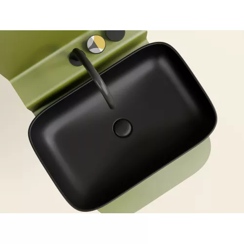 Умывальник чаша Ceramica Nova накладная прямоугольная (цвет Черный Матовый) Element 605*380*122мм, Выбрать цвет: Черный, изображение 3