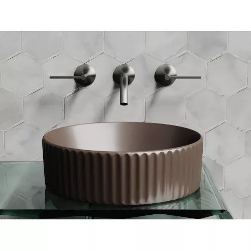 Умывальник чаша Ceramica Nova накладная круглая (цвет Темно-Коричневый Матовый) 360*360*115мм, Выбрать цвет: Коричневый, изображение 3