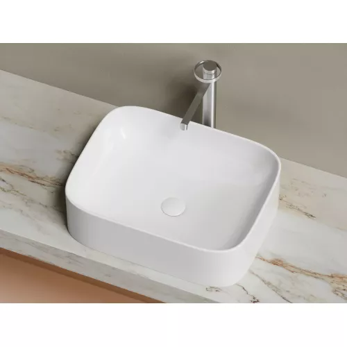 Умывальник чаша Ceramica Nova накладная прямоугольная Element 505*380*150мм, Выбрать цвет: Белый, изображение 3