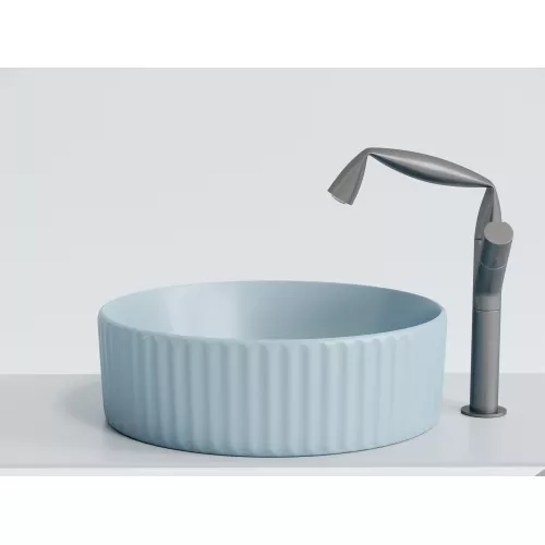 Умывальник чаша Ceramica Nova накладная круглая (цвет Голубой Матовый) Element 360*360*115мм, Выбрать цвет: Голубой, изображение 3