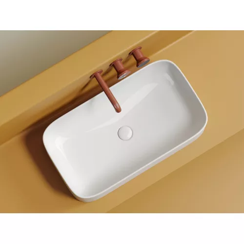 Умывальник чаша Ceramica Nova  накладная прямоугольная Element 705*380*150мм, Выбрать цвет: Белый, изображение 3