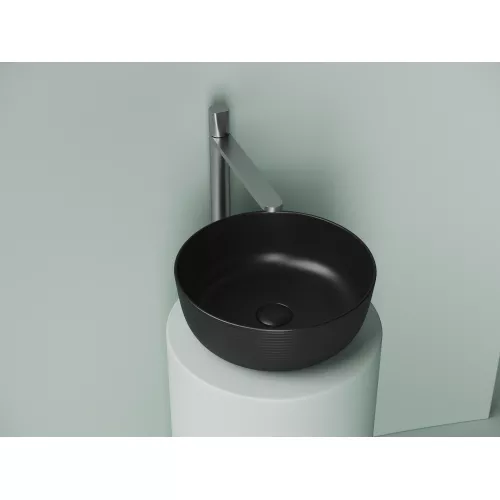 Раковина Ceramica Nova накладная круглая 356*356*135, без перелива, цвет черный матовый, Выбрать цвет: Черный, изображение 3