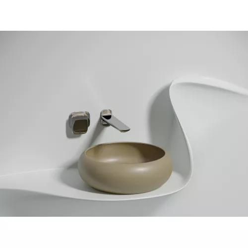 Умывальник чаша Ceramica Nova накладная круглая (цвет Капучино Матовый) Element 360*360*120мм, Выбрать цвет: Бежевый, изображение 3