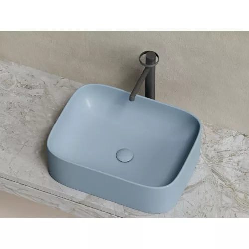 Умывальник чаша Ceramica Nova накладная прямоугольная (цвет Серо-Голубой Матовый) Element 505*380*150мм, Выбрать цвет: Серо-голубой, изображение 3