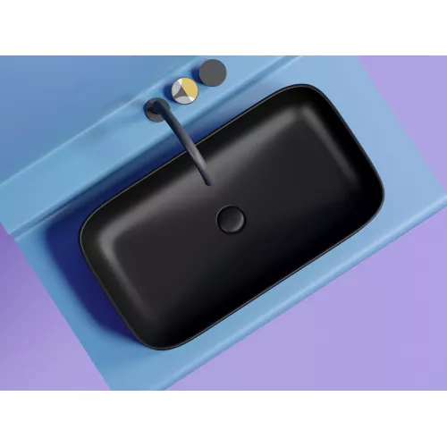 Умывальник чаша Ceramica Nova накладная (Черный Матовый) Element 705*380*150 мм, Выбрать цвет: Черный, изображение 3