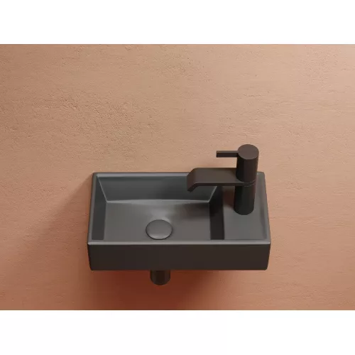 Умывальник подвесной Ceramica Nova L/R,  темный антрацит матовый Element 407*217*100, Выбрать цвет: Темный антрацит матовый, Ориентация: левая, изображение 3
