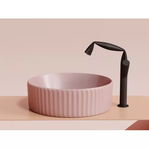 Умывальник чаша Ceramica Nova накладная круглая (цвет Розовый Матовый) Element 360*360*115мм, Выбрать цвет: Розовый, изображение 5