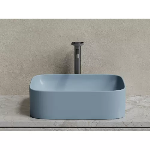 Умывальник чаша Ceramica Nova накладная прямоугольная (цвет Серо-Голубой Матовый) Element 505*380*150мм, Выбрать цвет: Серо-голубой, изображение 4