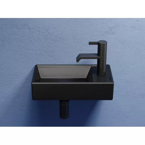 Умывальник подвесной Ceramica Nova L/R,  черный матовый Element 407*217*100, Выбрать цвет: Черный матовый, Ориентация: левая, изображение 4