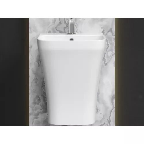 Раковина Ceramica Nova моноблок подвесная DION с отверстием под смеситель, со сливом переливом, Выбрать цвет: Белый, изображение 5