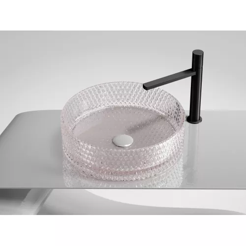 Умывальник чаша Ceramica Nova накладная круглая (цвет розовый) Cristal 360*360*112мм, Выбрать цвет: Розовый, изображение 5