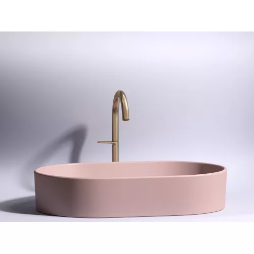 Умывальник чаша Ceramica Nova  накладная овальная (цвет Розовый Матовый) Element 608*385*122мм, Выбрать цвет: Розовый, изображение 4