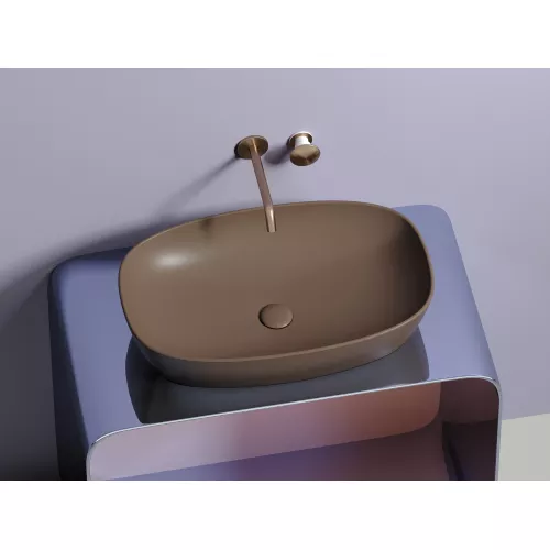 Умывальник чаша Ceramica Nova накладная овальная (цвет Темно-Коричневый Матовый) 600*380*138мм, Выбрать цвет: Коричневый, изображение 5