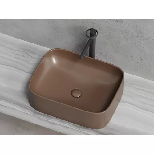 Умывальник чаша Ceramica Nova накладная прямоугольная (цвет Темно-Коричневый Матовый) Element 505*380*150мм, Выбрать цвет: Коричневый, изображение 4