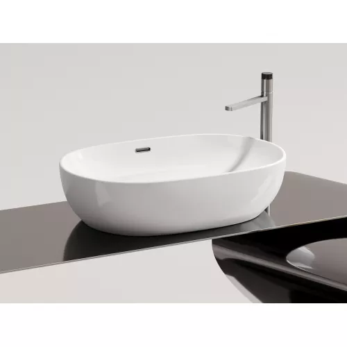 Умывальник чаша Ceramica Nova накладная овальная со сливом переливом Element 610*420*155мм, изображение 4