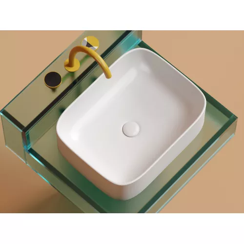 Умывальник чаша Ceramica Nova  накладная прямоугольная (цвет Белый Матовый) Element 505*380*150мм, Выбрать цвет: Белый матовый, изображение 4