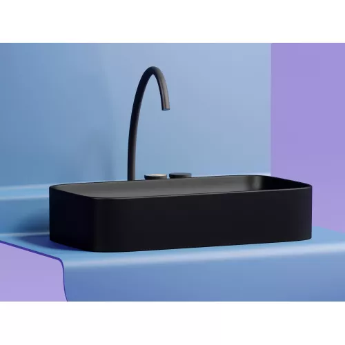 Умывальник чаша Ceramica Nova накладная (Черный Матовый) Element 705*380*150 мм, Выбрать цвет: Черный, изображение 4