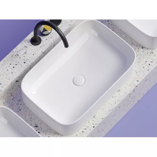 Умывальник чаша Ceramica Nova накладная прямоугольная Element 605*380*150мм, Выбрать цвет: Белый, изображение 5