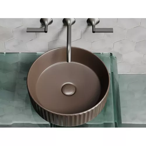 Санфаянс: Умывальник чаша Ceramica Nova накладная круглая (цвет Темно-Коричневый Матовый) 360*360*115мм 1 в магазине Акватория