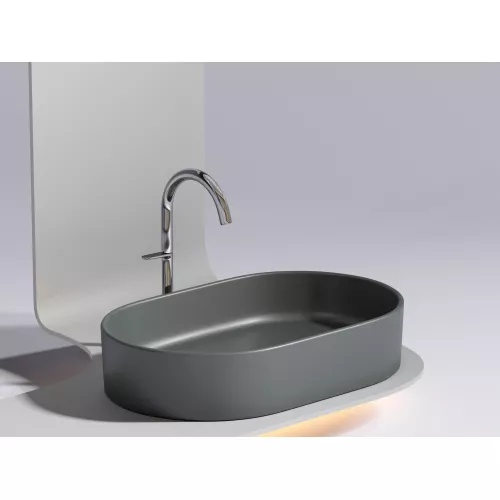 Умывальник чаша Ceramica Nova накладная овальная (цвет Темный Антрацит Матовый) Element 608*385*122мм, Выбрать цвет: Темно-серый, изображение 4