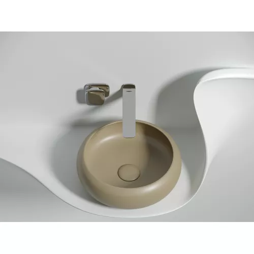 Умывальник чаша Ceramica Nova накладная круглая (цвет Капучино Матовый) Element 360*360*120мм, Выбрать цвет: Бежевый, изображение 4