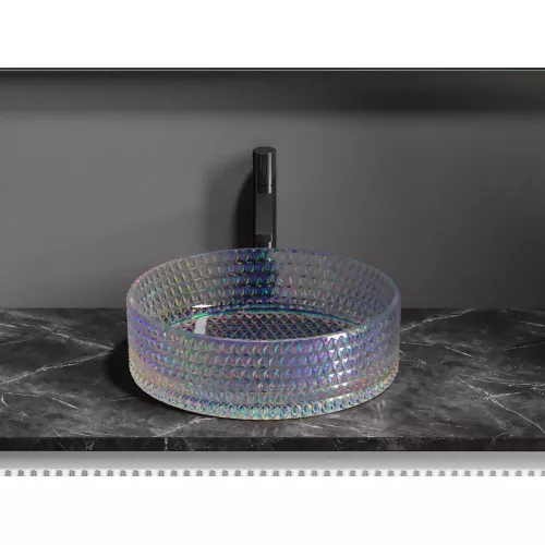 Умывальник чаша Ceramica Nova накладная круглая (цвет неон) Cristal 360*360*112мм, Выбрать цвет: Неон, изображение 5