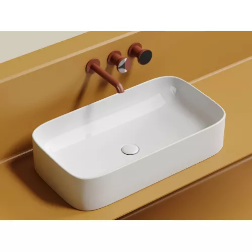 Умывальник чаша Ceramica Nova  накладная прямоугольная Element 705*380*150мм, Выбрать цвет: Белый, изображение 5