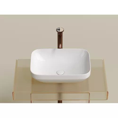 Умывальник чаша Ceramica Nova накладная прямоугольная Element 500*359*145мм, Выбрать цвет: Белый, изображение 5