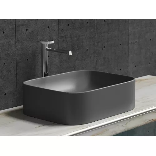 Умывальник чаша Ceramica Nova накладная прямоугольная (цвет Темный Антрацит Матовый) Element 505*380*150мм, Выбрать цвет: Темный антрацит матовый, изображение 5