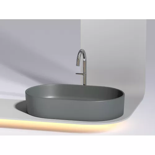Умывальник чаша Ceramica Nova накладная овальная (цвет Темный Антрацит Матовый) Element 608*385*122мм, Выбрать цвет: Темно-серый, изображение 5